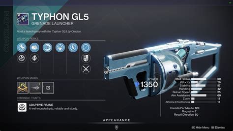 This weapon's launch parameters are particularly stable. . Destiny 2 typhon gl5 god roll